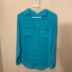 Women’s Express Portofino Relaxed Blouse Size M Aqua
